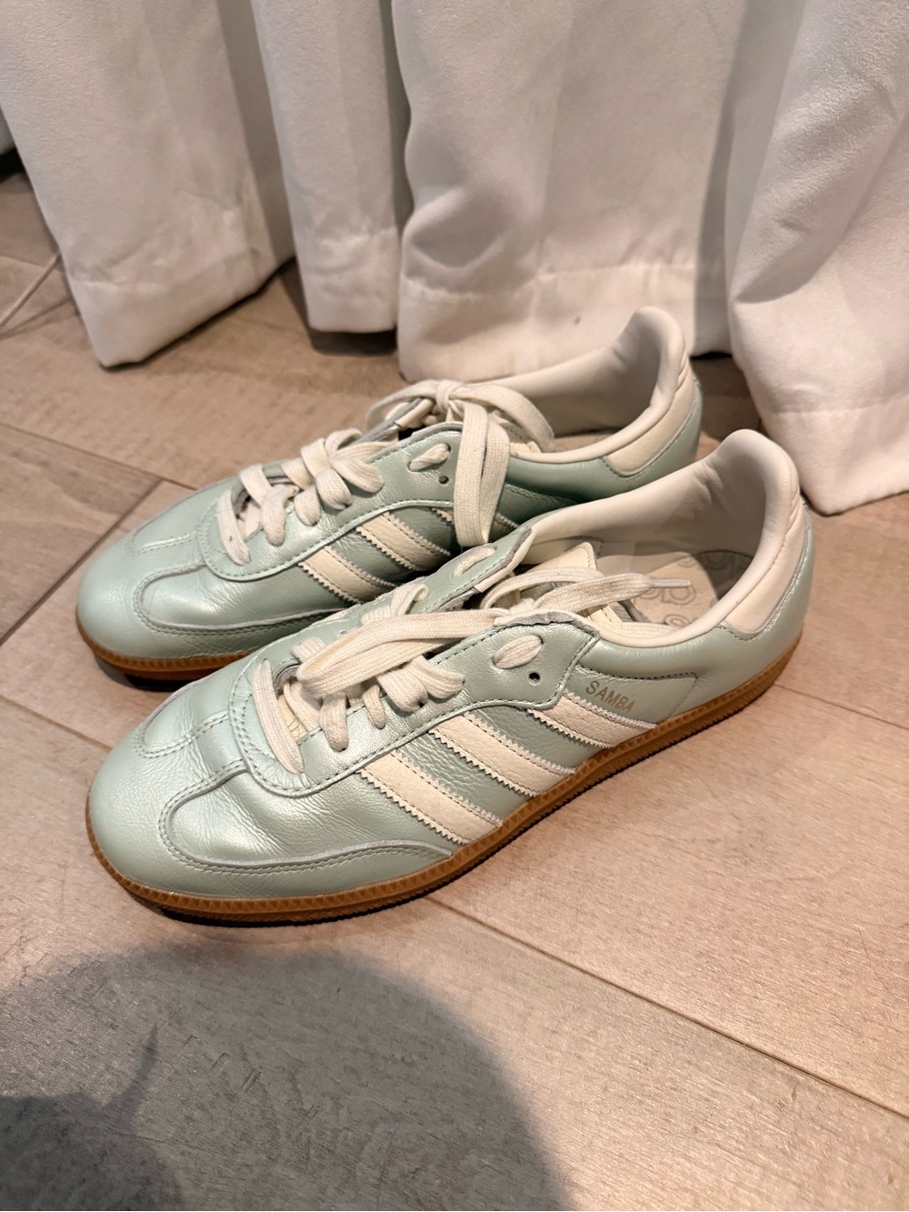 Women’s Samba Sneakers in Mint Green and White